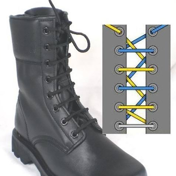 tie military boots
