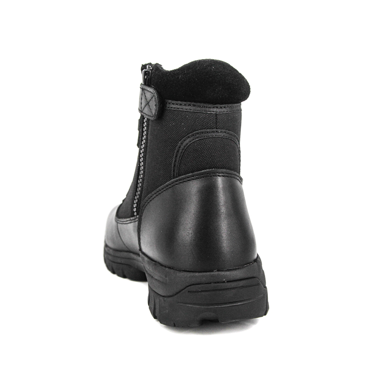 Black police leather tactical boots 4112