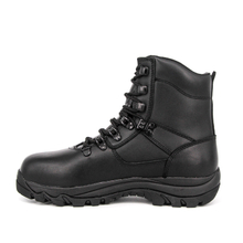 Ankle black police combat leather boots 6105
