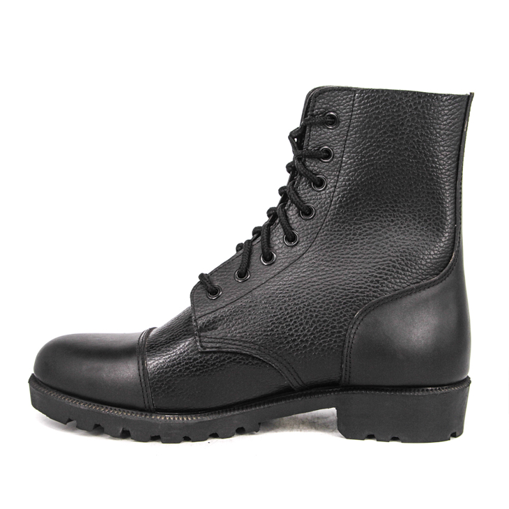 Black men office military leather boots 6120