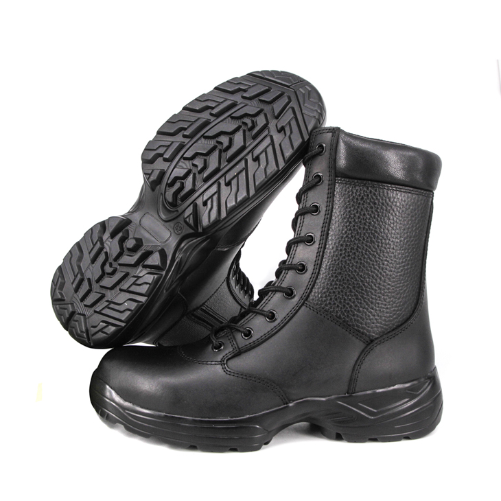 Μακριές αδιάβροχες δερμάτινες μπότες τακτικής με φερμουάρ 6216