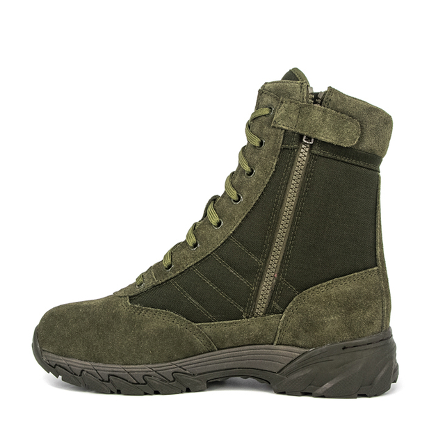 Olive Tactical Zip Leather Desert Boots 7254